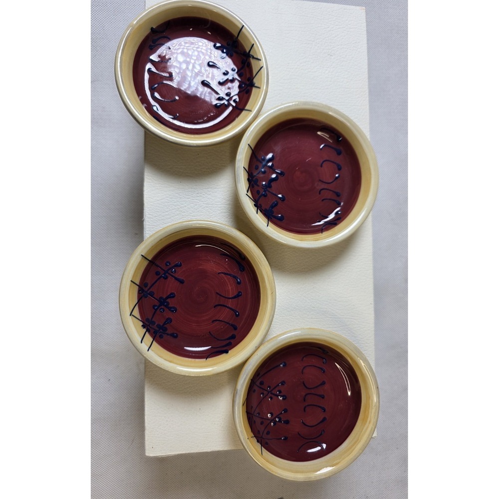 Lot Of 4 AMBIANCE ROMANCE NANETTE VACHER 3 1/2" INDIVIDUAL DIP BOWL PLATE